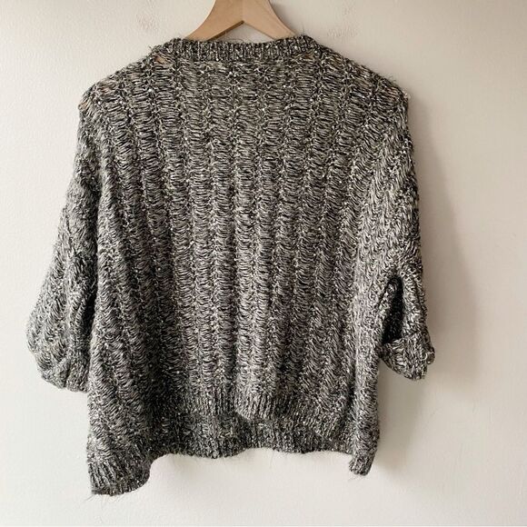 jennifer lopez gray sequin fuzzy flowy sweater size xs - Picture 2 of 8